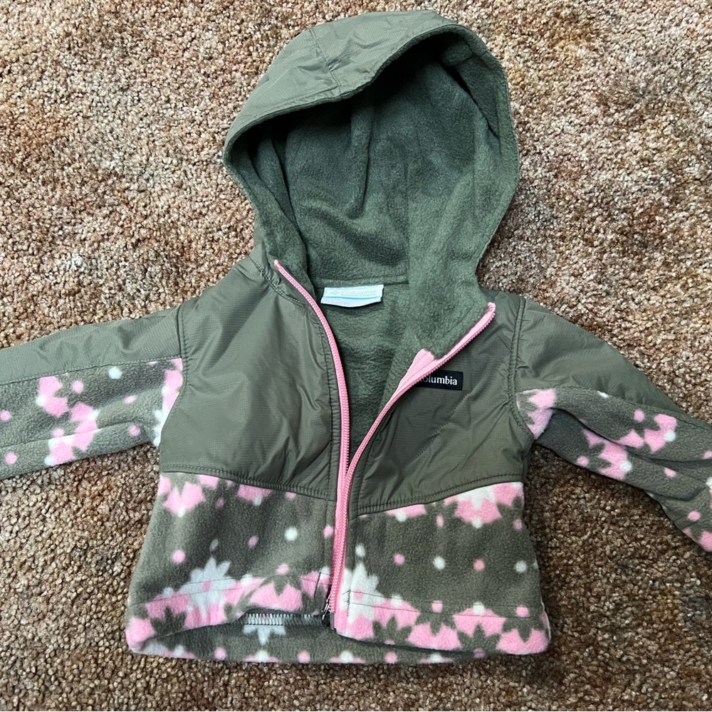 Columbia Olive and Pink Baby Jacket